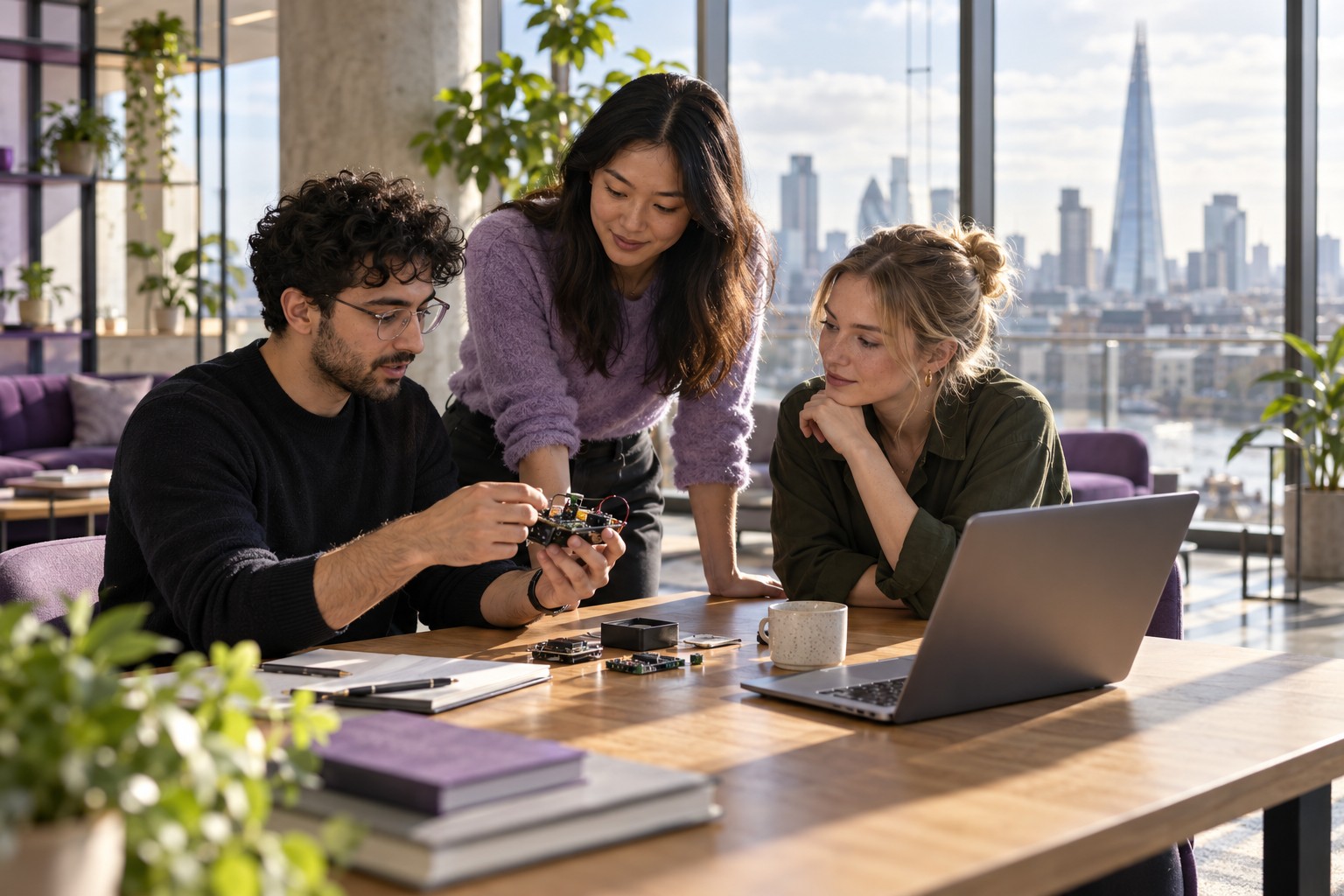 Founders collaborating on a technology project